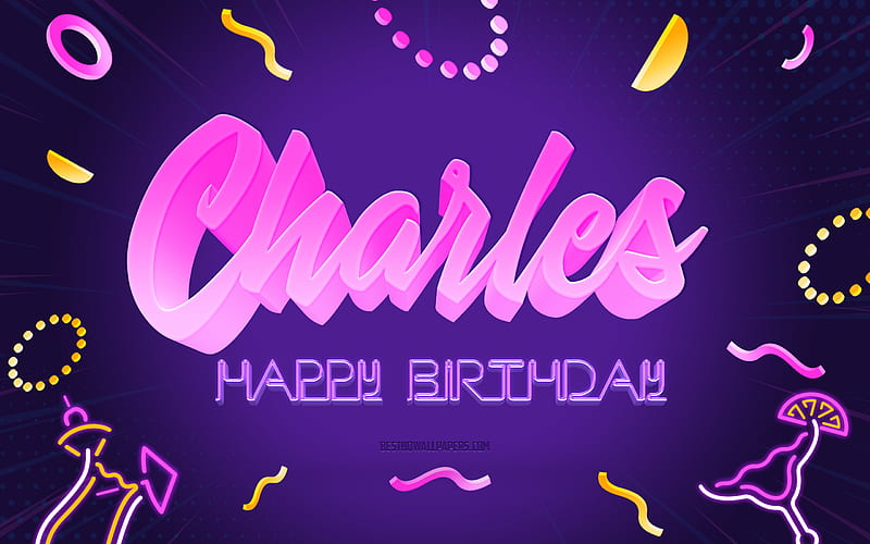 Happy Birtay Charles Purple Party Background, Charles, creative art, Happy Charles birtay, Charles name, Charles Birtay, Birtay Party Background, HD wallpaper