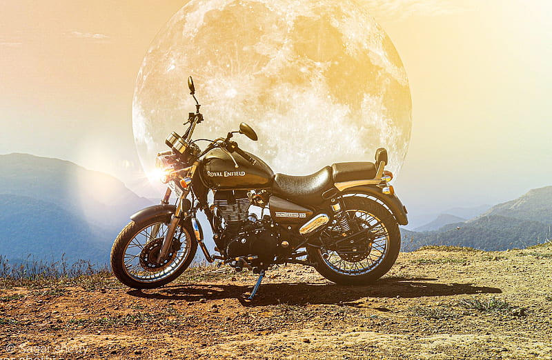 Extra terrestrial, bike, bullet, bullet classic, day, planets, royal enfield, HD wallpaper