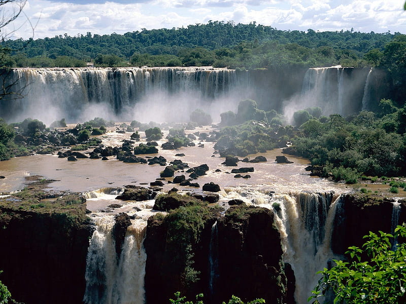 Iguazu Falls Brazil, waterfall, nature, bonito, panoramic, HD wallpaper