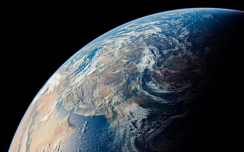 Earth, view from space, Asia, continents, view of Earth from space, Solar system, HD wallpaper