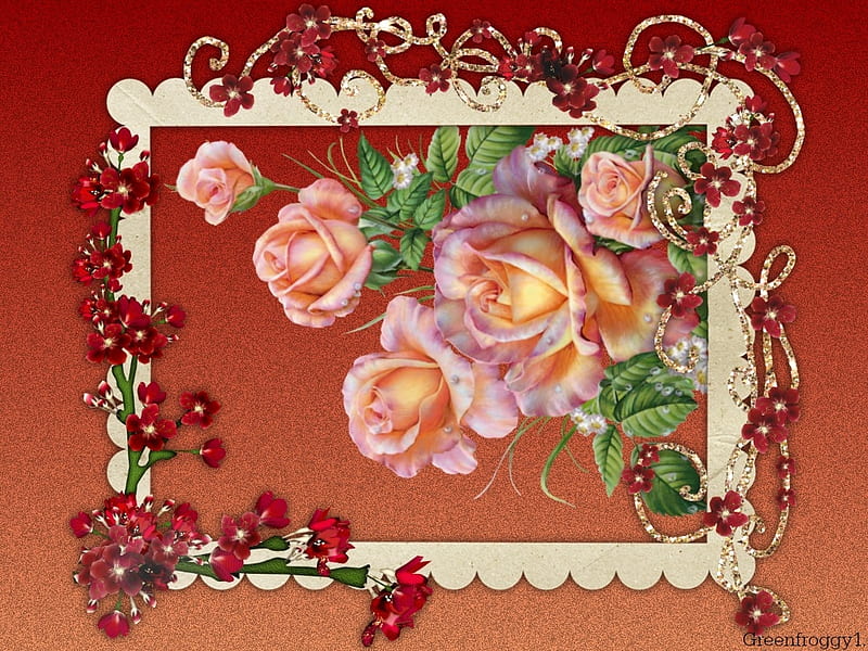 FRAMED ROSES, FRAME, ROSES, ABSTRACT, HD wallpaper