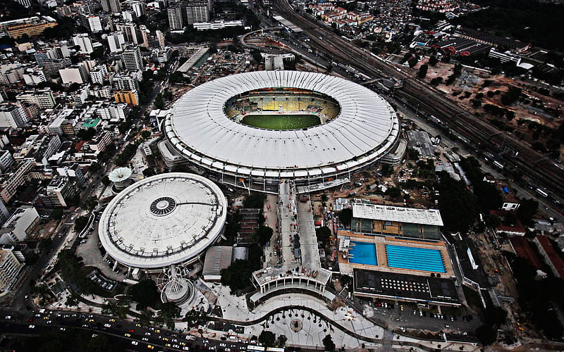 Maracana, Estadio Jornalista Mario Filho, Rio de Janeiro, Brazil, evening, view from above, brazilian stadiums, sports arenas, HD wallpaper