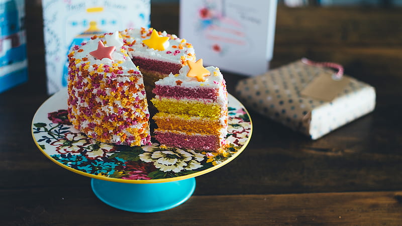 sliced cake on cake riser, HD wallpaper