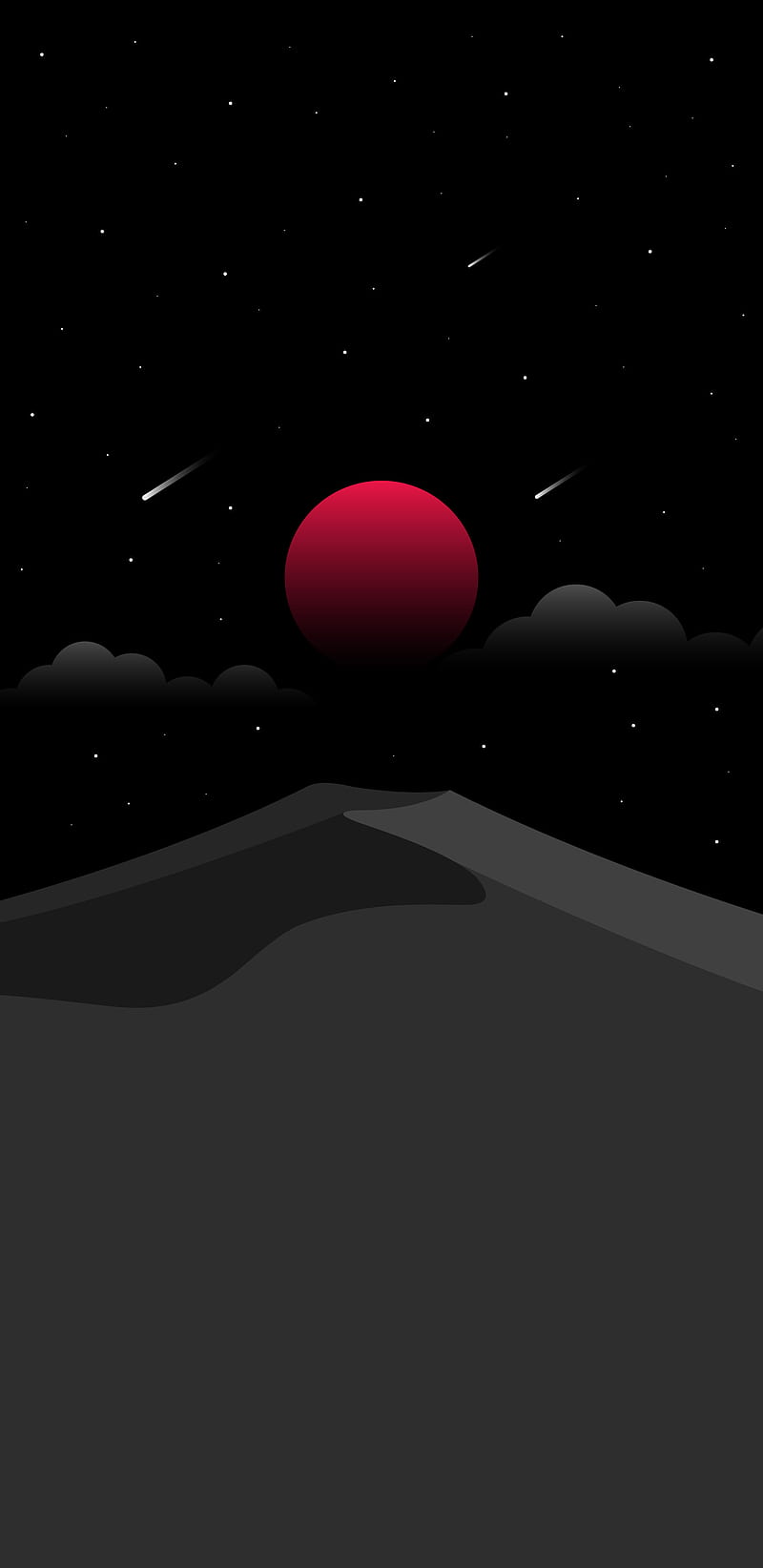 Minimal Desert, black, dark, desert, minimal, moon, red, stars, HD phone wallpaper