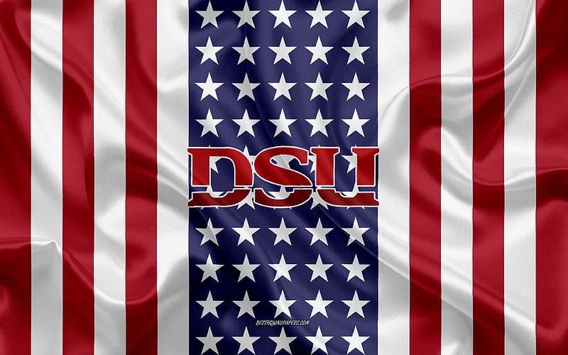 Dixie State University Emblem, American Flag, Dixie State University logo, St George, Utah, USA, Dixie State University, HD wallpaper