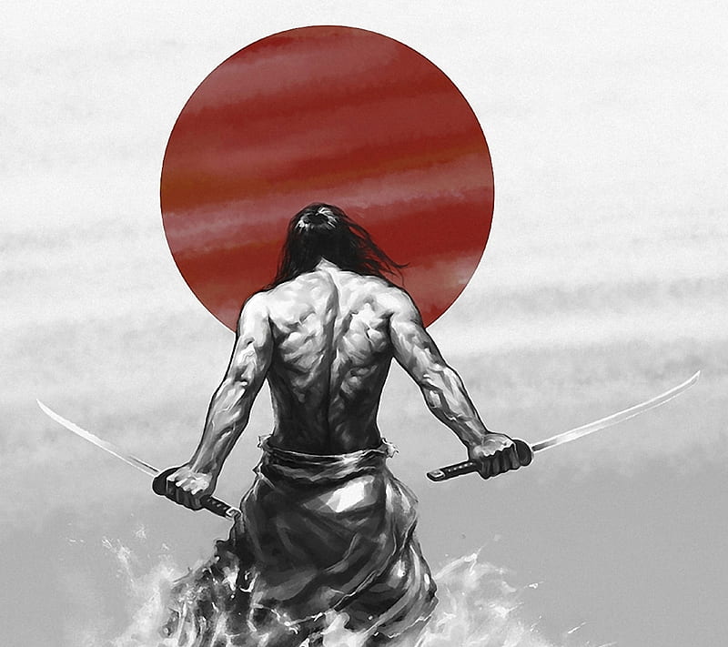 Samurai, flag, japan, sword, HD wallpaper