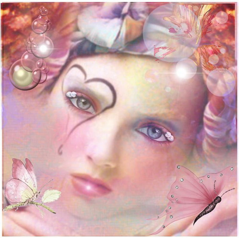 Pierrot, butterfly, pink, love, HD wallpaper