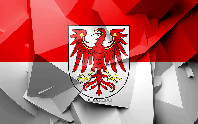 Flag of Brandenburg, geometric art, States of Germany, Brandenburg flag, creative, german states, Brandenburg, administrative districts, Brandenburg 3D flag, Germany, HD wallpaper