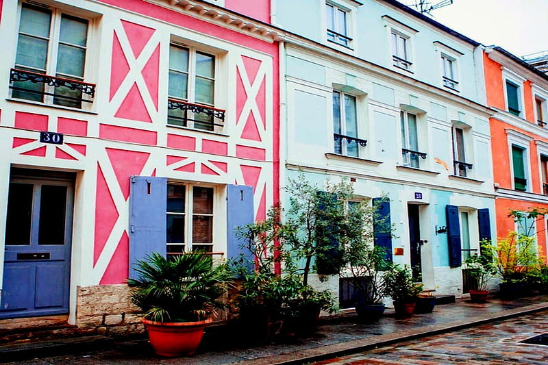 Casas en francia, rosa, naranja, colorido, casas, francia, azul, Fondo de  pantalla HD | Peakpx