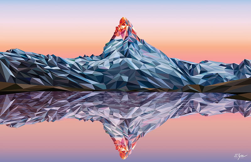 Artist Translates the Mountains Into Geometric Landscape Art, HD wallpaper