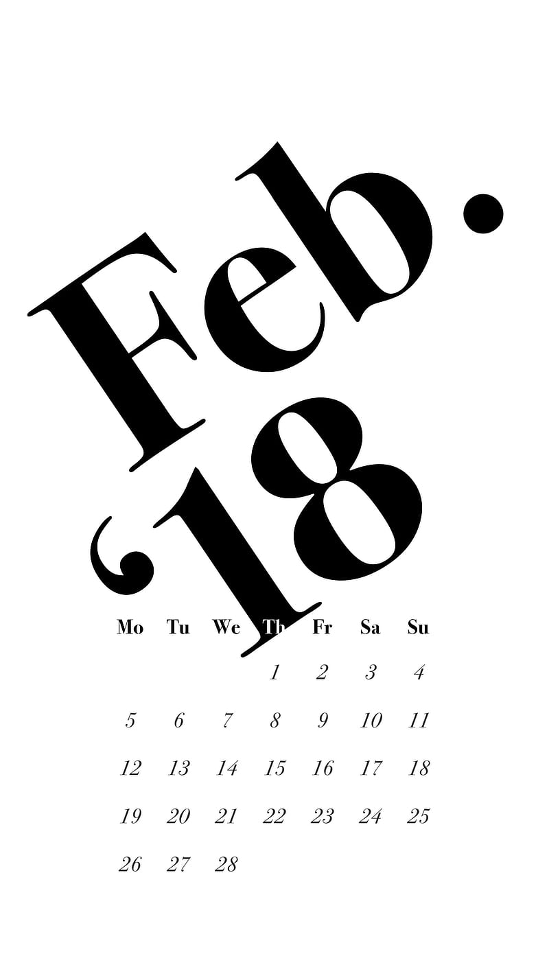 Classic Typography, feb, february, calendars, desenho, HD phone wallpaper