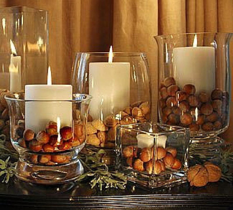 Thanksgiving ceneterpiece, centerpiece, abstract, candles, thanksgiving, HD wallpaper