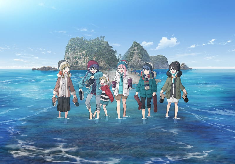 Anime, Laid Back Camp, Rin Shima, Nadeshiko Kagamihara, Aoi Inuyama, Chiaki Oogaki, Yuru Camp, HD wallpaper