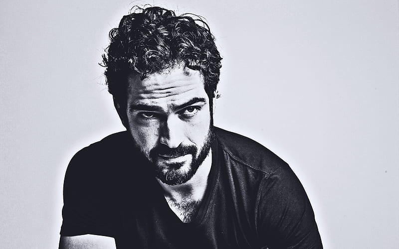 Alfonso Herrera, 2020, mexican actor, guys, mexican celebrity, Alfonso Herrera Rodriguez, monochrome, Alfonso Herrera hoot, HD wallpaper