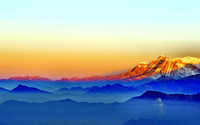 Sunrise Mountains F, graphy, mountains, wide screen, nature, bonito, sunrise, HD wallpaper