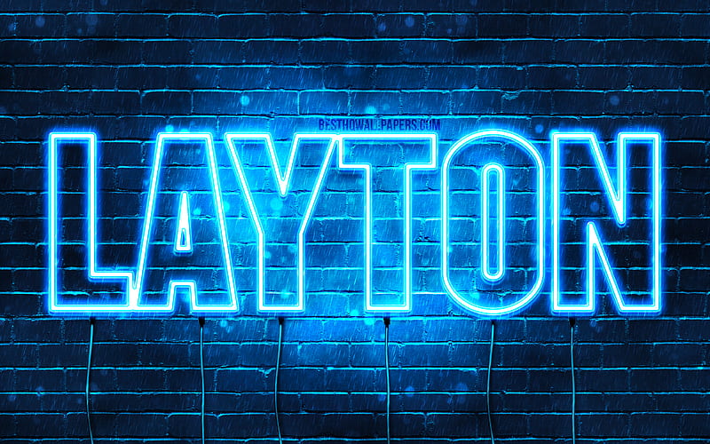 Layton with names, horizontal text, Layton name, blue neon lights, with ...