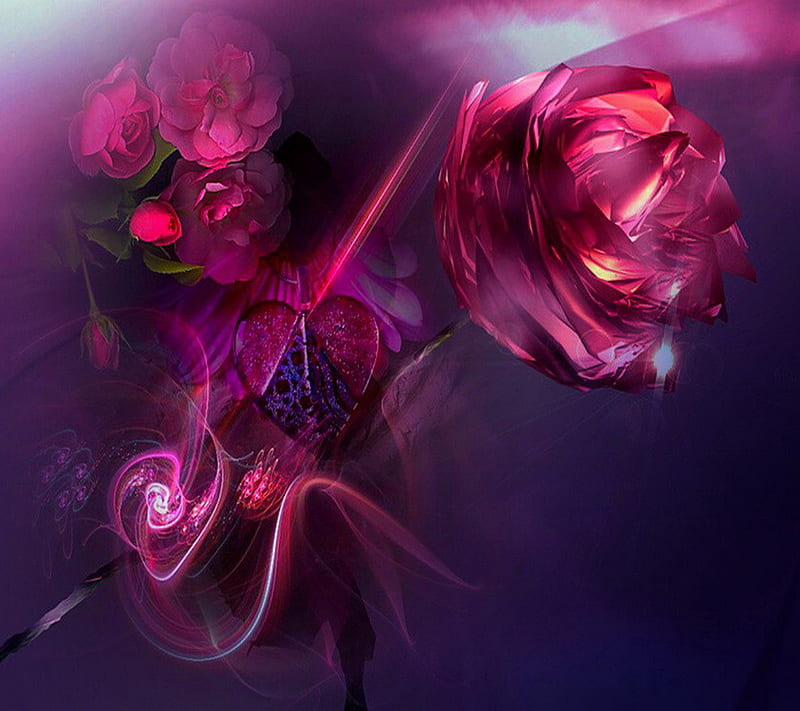 Abstract Roses, abstract, roses, HD wallpaper