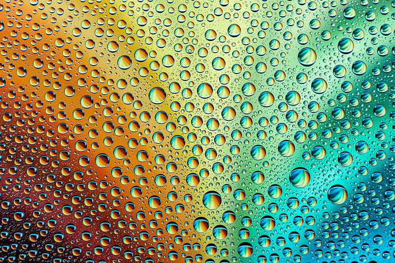 drops, water, rainbow, gradient, blur, HD wallpaper