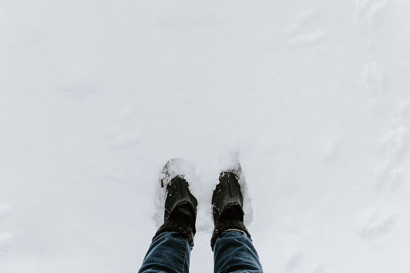 legs, shoes, snow, winter, HD wallpaper