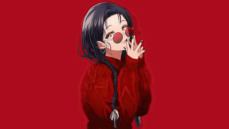 Anime Girl Red Glasses , anime-girl, anime, artist, artwork, digital-art, HD wallpaper