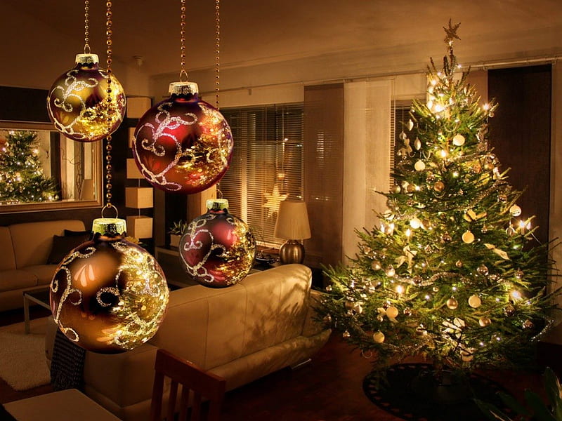 Hogar para navidad, navidad, árbol, decoraciones, hogar, luces, Fondo de  pantalla HD | Peakpx