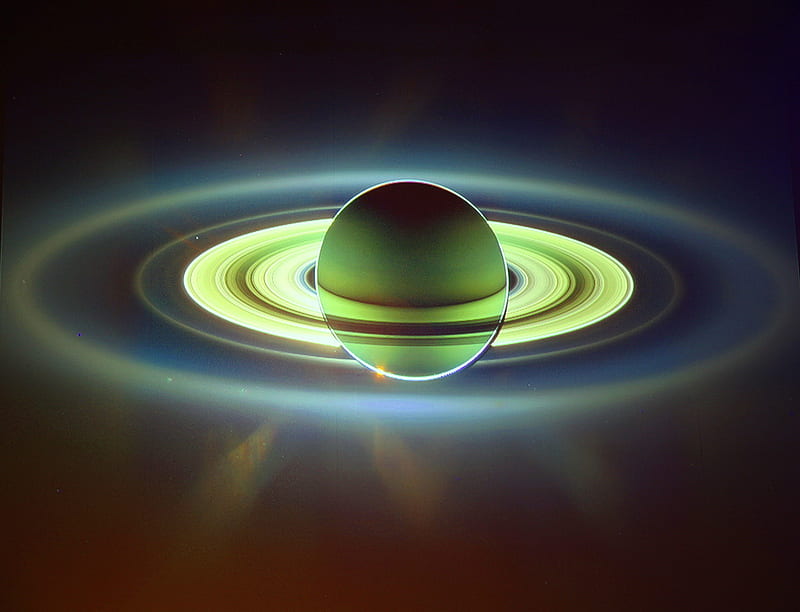 Saturn, rings, planet, green, space, black, HD wallpaper