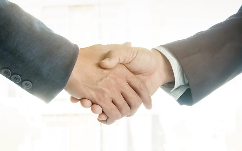 handshake, two businessmen, business concepts, deal conclusion concepts, business people, handshake concepts, HD wallpaper