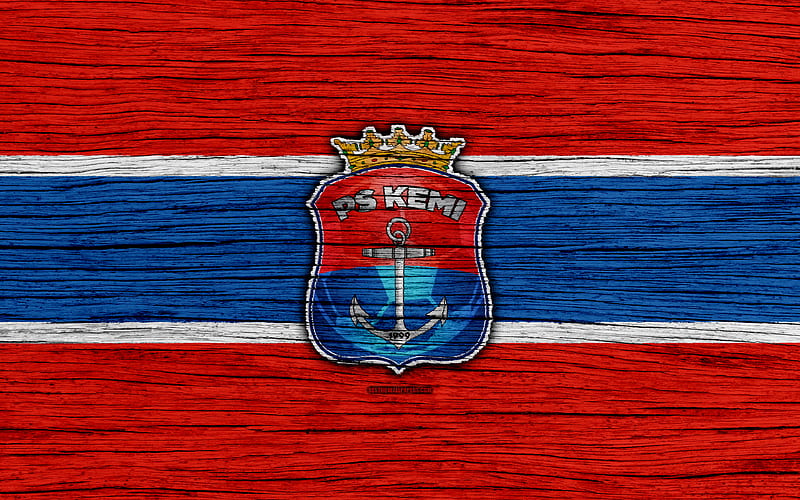 Kemi Kings FC Veikkausliiga, football club, logo, Finnish Premier Division, Finland, Palloseura Kemi Kings, football, wooden texture, FC Kemi Kings, HD wallpaper