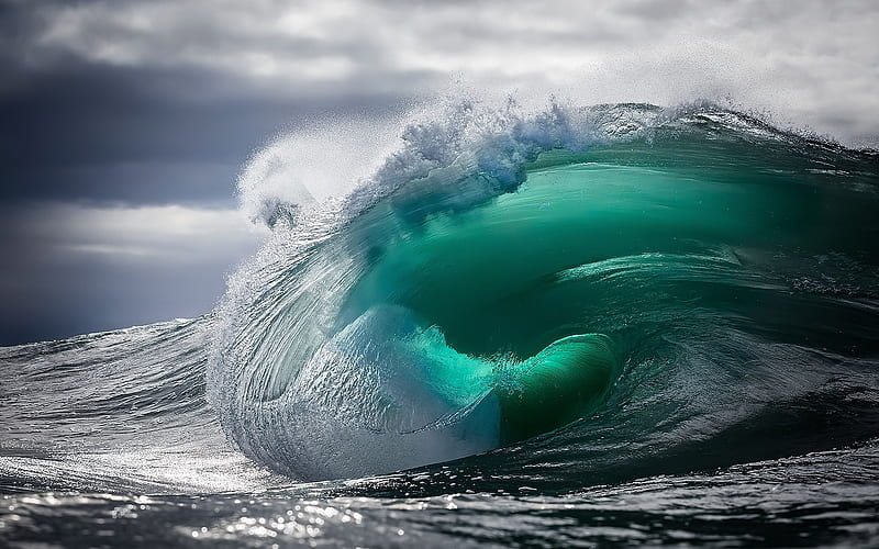 ocean, storm, big waves, tsunami, huge wave, water, HD wallpaper