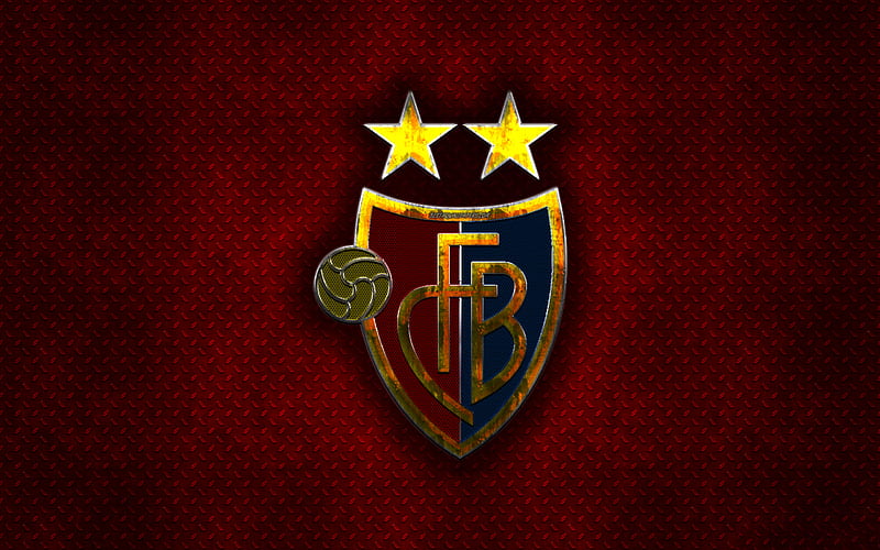 FC Basel 1893, Swiss football club, red metal texture, metal logo, emblem, Basel, Switzerland, Swiss Super League, creative art, football, HD wallpaper