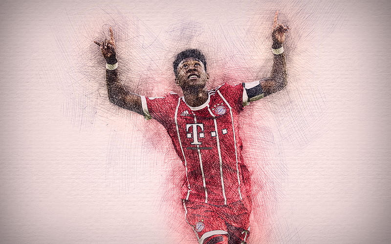 David Alaba artwork, football stars, Bayern Munich, Alaba, soccer, Bundesliga, footballers, drawing David Alaba, FC Bayern Munich, HD wallpaper