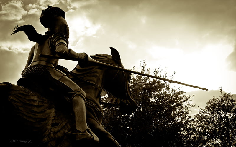 Knight in the Light, architecture, statue, dusk, bonito, knight, HD