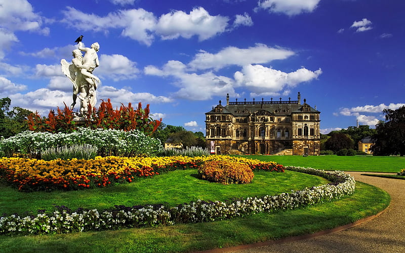 Dresden, palace, sculpture, R, park, Germany, HD wallpaper
