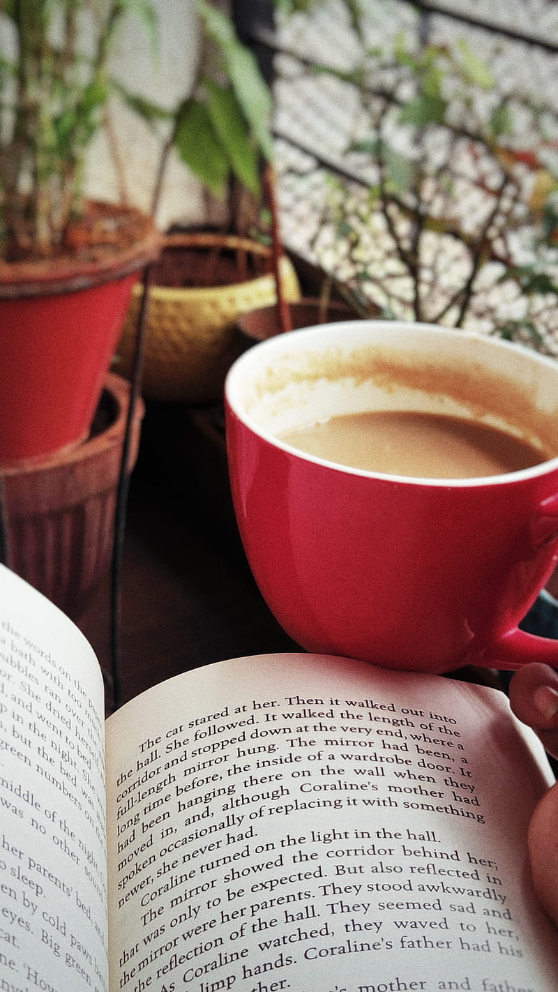 Morning Read, book, chocolate, coffee, cup, hot, read, tea, HD phone wallpaper