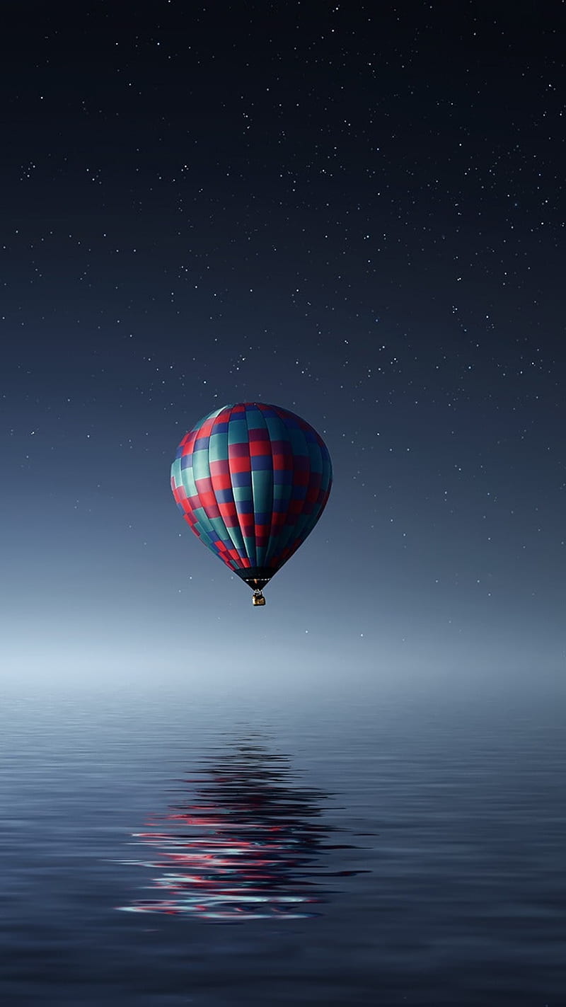Red and Blue Hot air balloon , sky, nature, sea, HD phone wallpaper