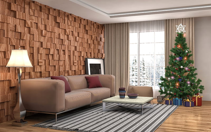 Christmas interior, Christmas tree, Christmas, Christmas ornaments, HD wallpaper