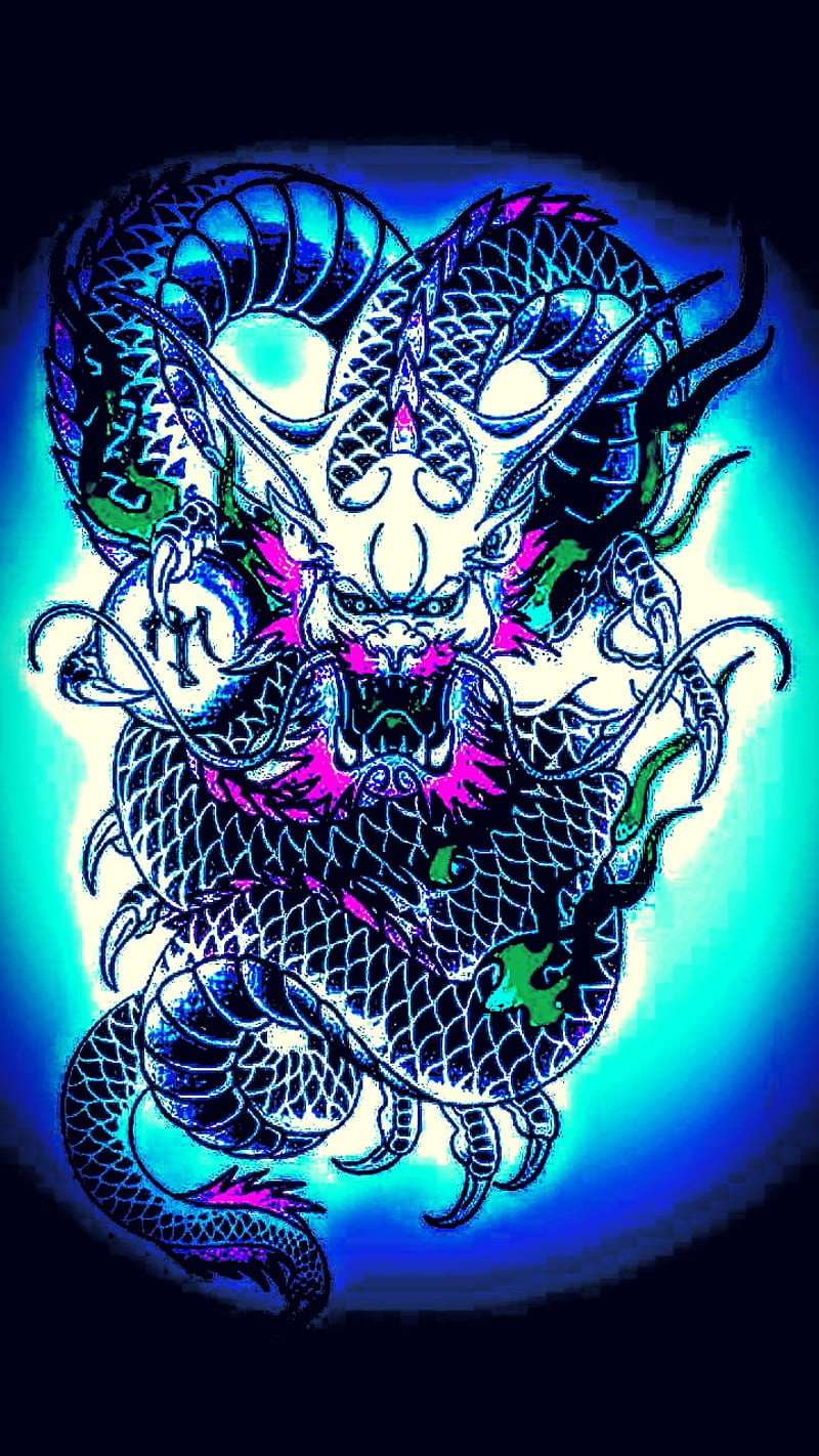 Dragon, neon, HD phone wallpaper