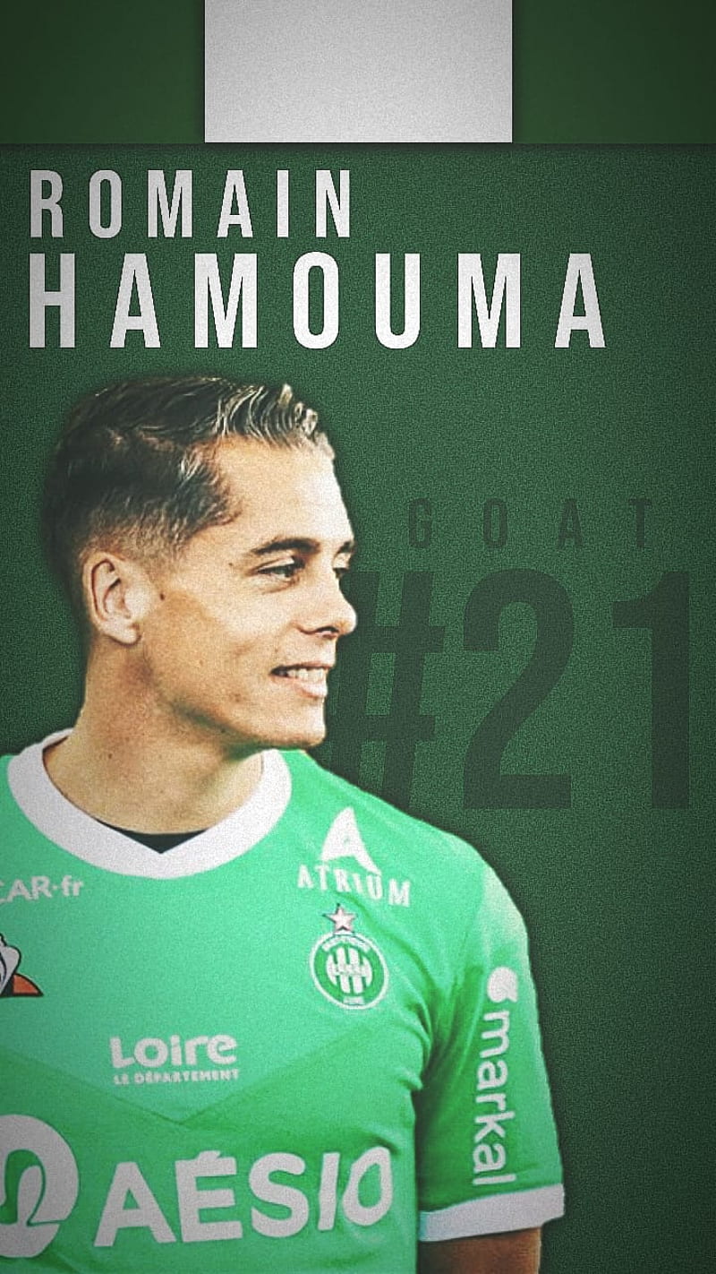 Romain Hamouma 21, as saint-etienne, asse, asse player, football, green, ligue 1, player, romain hamouma, HD phone wallpaper