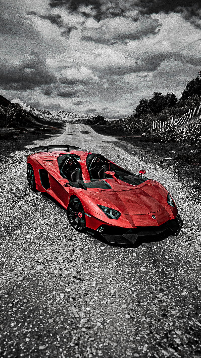 Lamborghini, vermelho, carro, forza, preto, aventadorj, car, branco, aventador, HD phone wallpaper