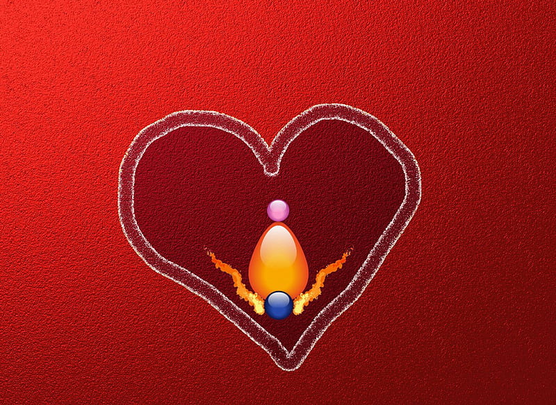 Twin Flame Heart, flames, love, heart, twin flame, corazones, HD wallpaper