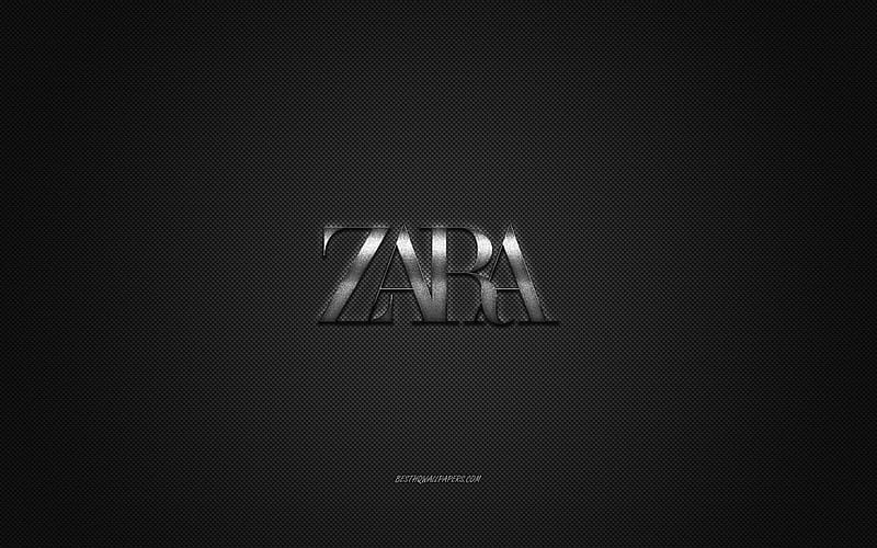Zara logo, metal emblem, apparel brand, black carbon texture, global apparel brands, Zara, fashion concept, Zara emblem, HD wallpaper