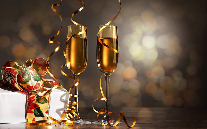 *** Happy New Year ***, glass, holiday, new, champagne, year, happy, HD wallpaper