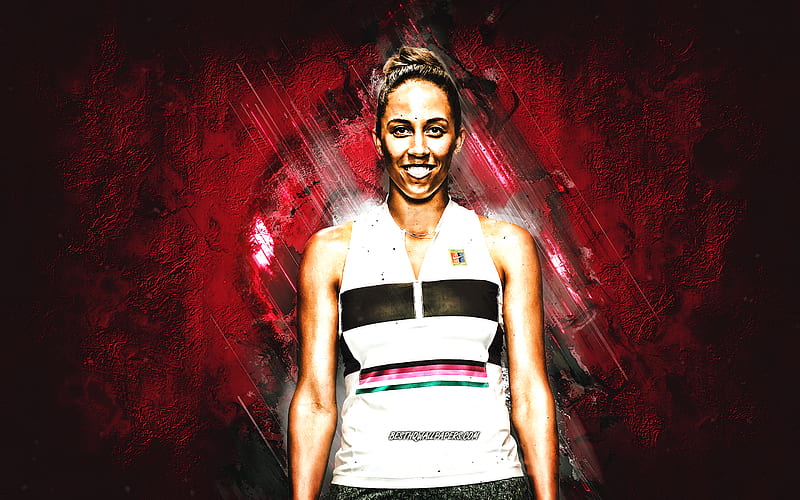 Madison Keys, WTA, American tennis player, red stone background, Madison Keys art, tennis, HD wallpaper