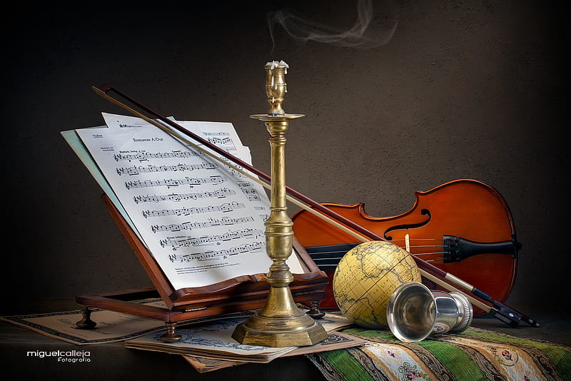 Music, Violin, Globe, Sheet Music, Still Life, HD wallpaper