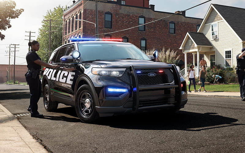 Ford Police Interceptor, 2020, Hybrid SUV, new police car, USA, american cars, HD wallpaper