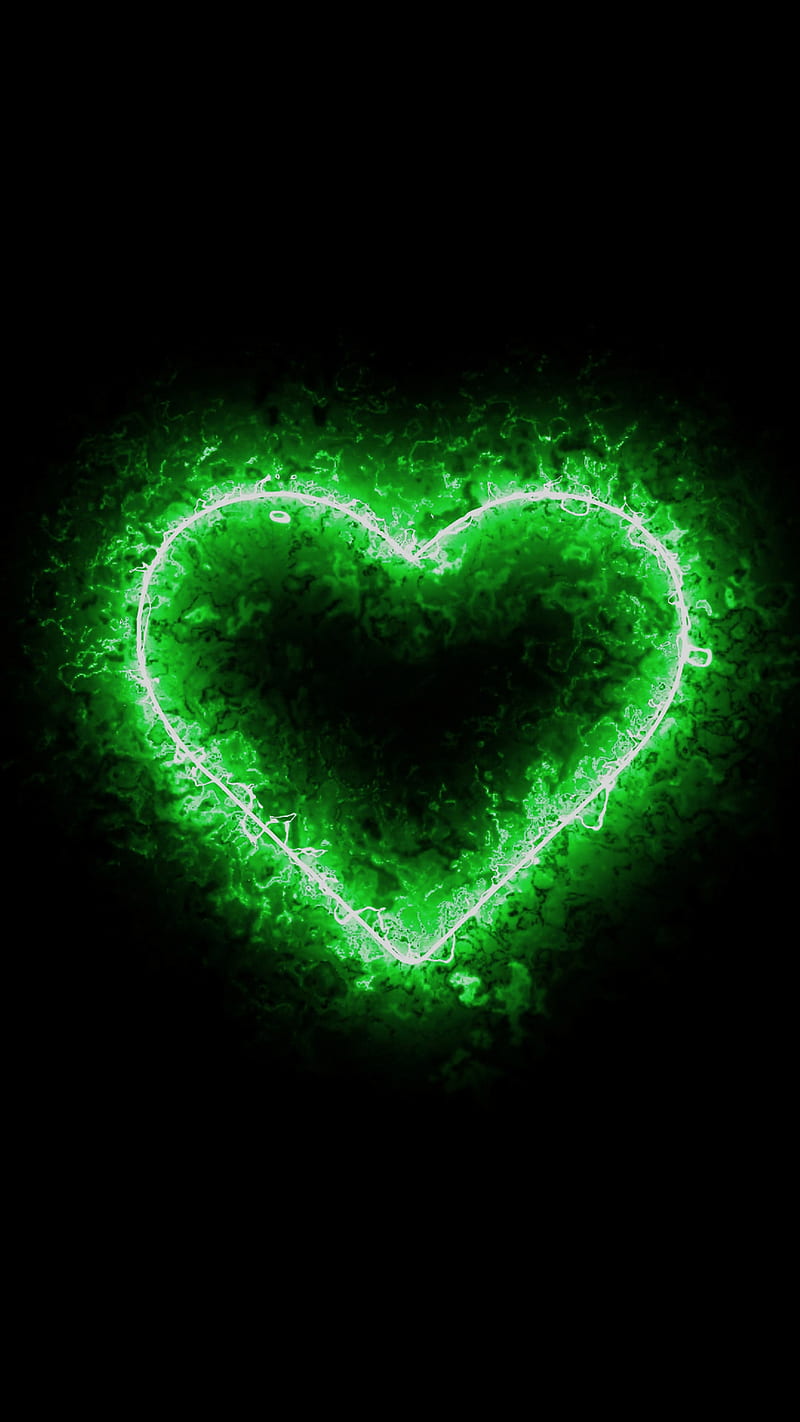 Neon Green Hearts Background