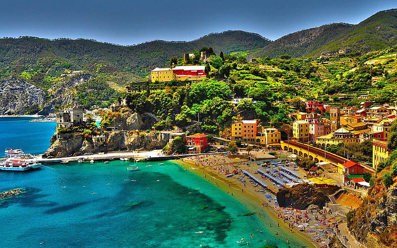 Monterosso al Mare, R summer, beach, resort, Italy, Europe, HD wallpaper