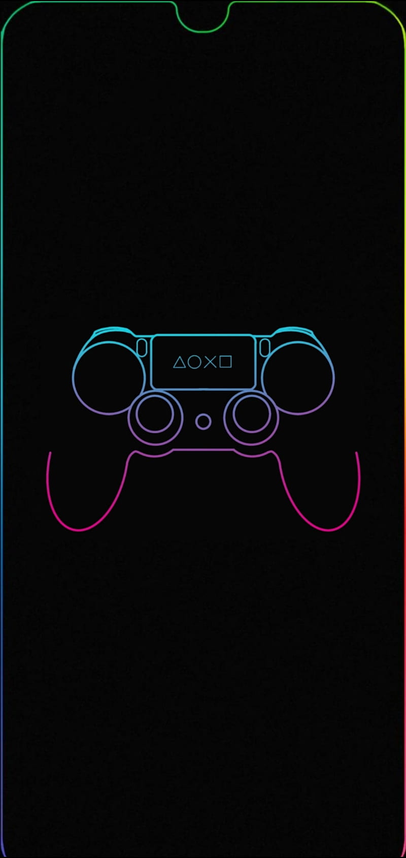 Notch gota joystick, color, neon, ps4, HD phone wallpaper