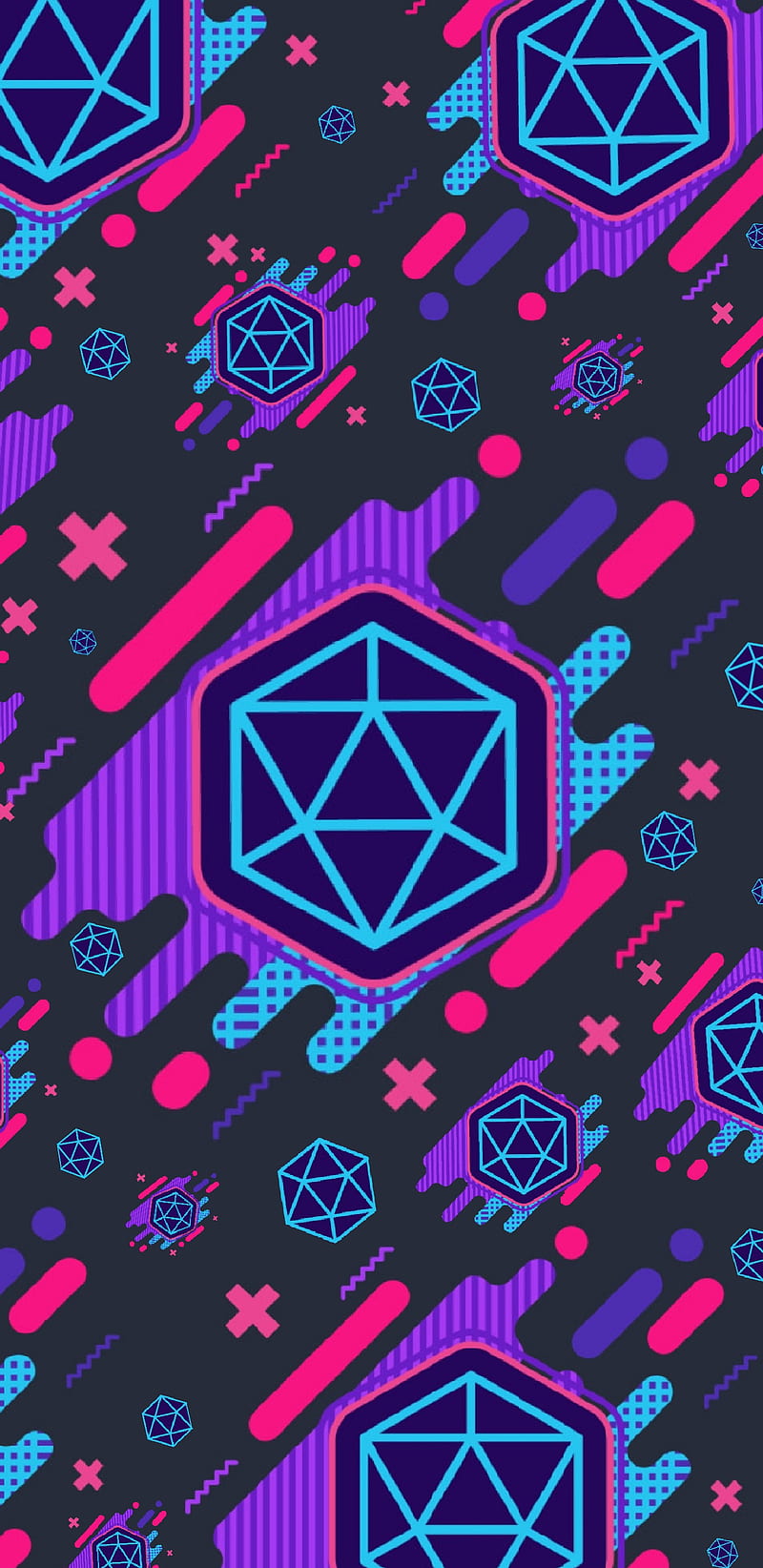 Neon dice v2, bright, dm, dnd, dragons, dungeons, rpg, tabletop, HD phone wallpaper