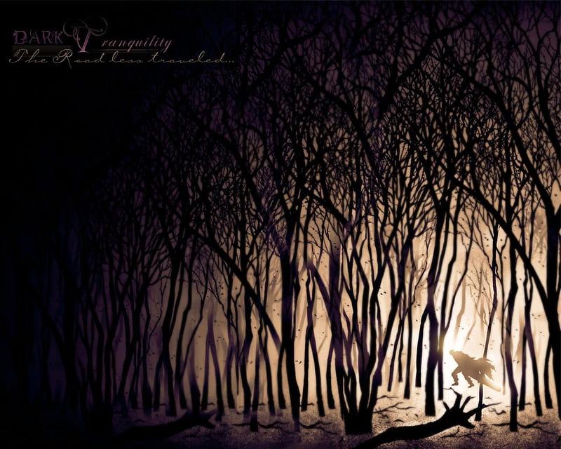 Dark Tranquility, forest, anime, dark, shadow, silhouette, trees, berserk, guts, HD wallpaper